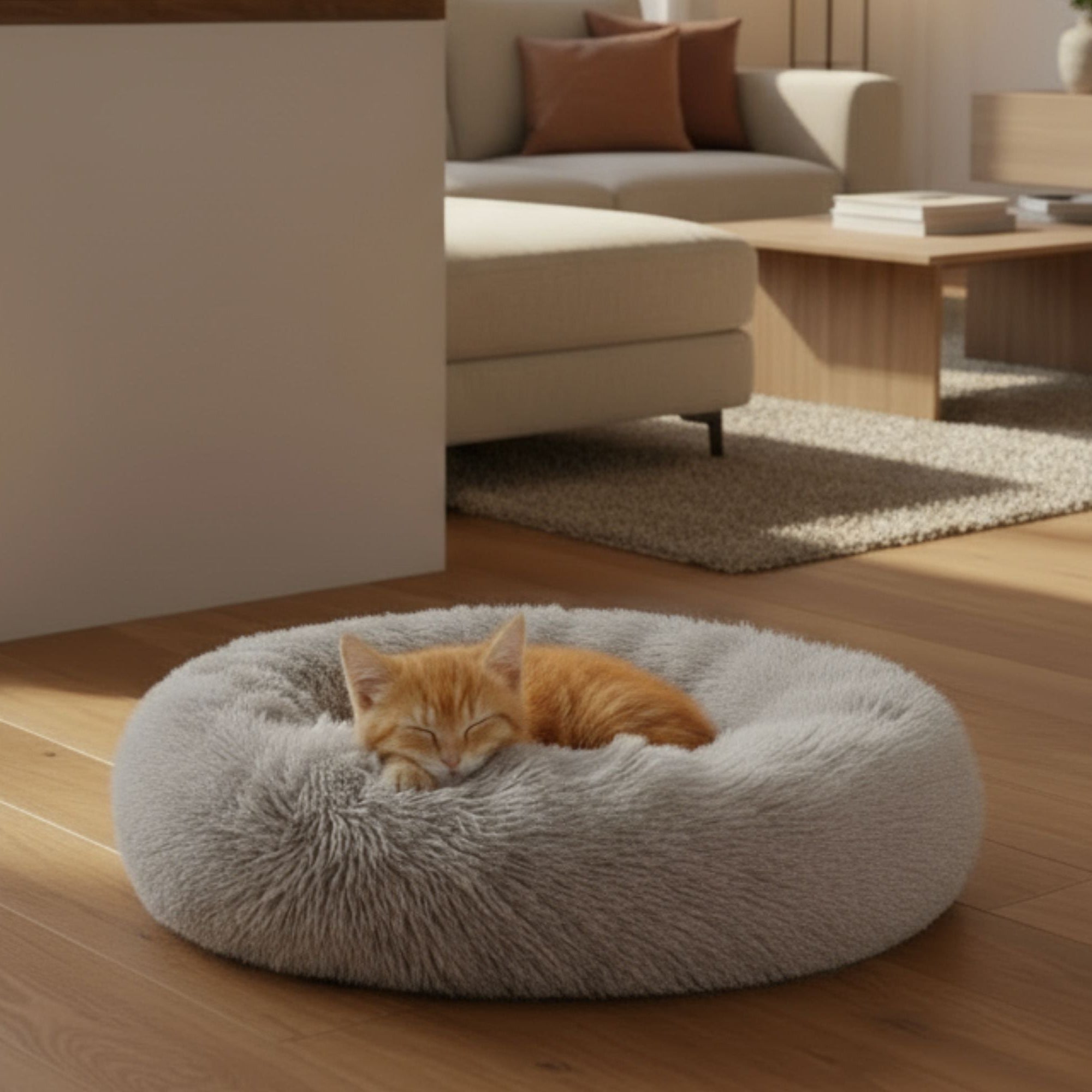 Plush Calming Cat Bed