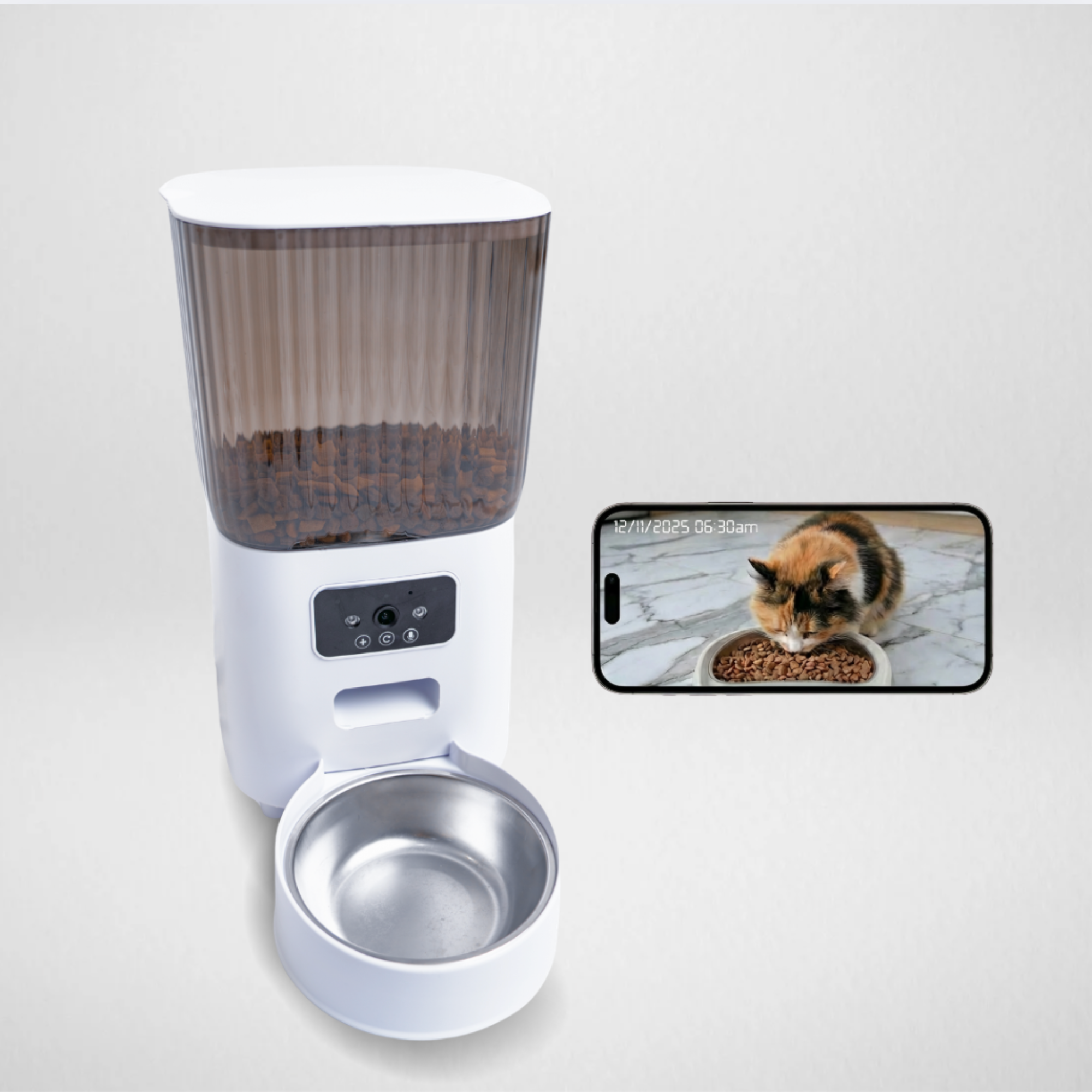 Smart Cat Feeder with HD Camera - 5L Automatic Feeder | Velvet Paws