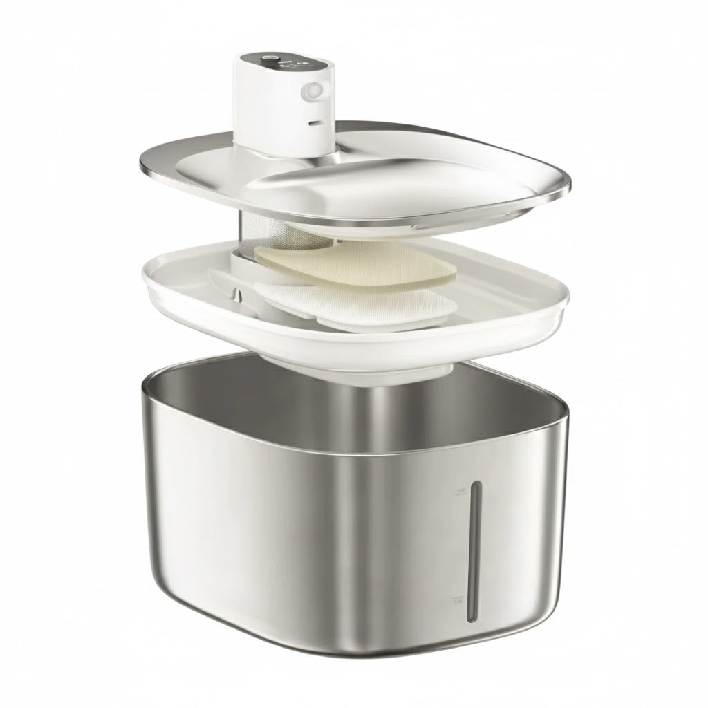 Wireless Cat Fountain with Stainless Steel Bowl | Velvet Paws