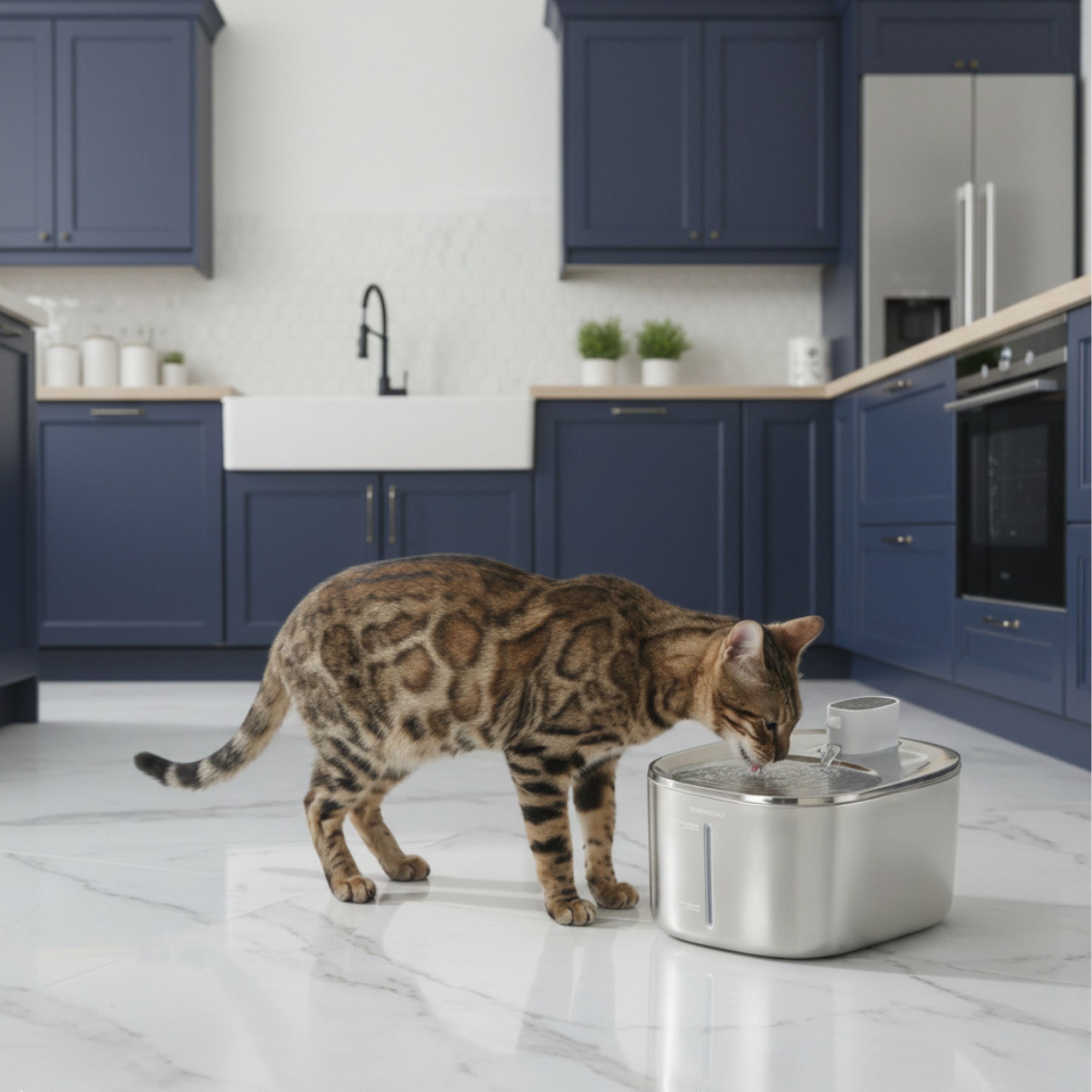 Wireless Cat Fountain with Stainless Steel Bowl | Velvet Paws